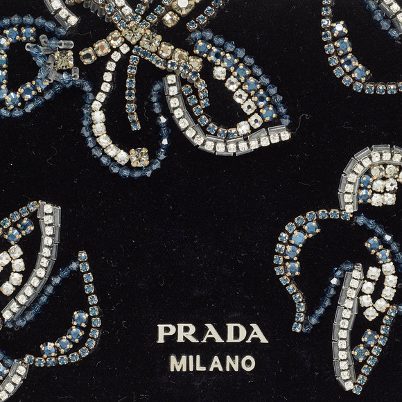 PRADA Black Velvet Crystals Embellished Fold Over Clutch - Picture 6 of 8